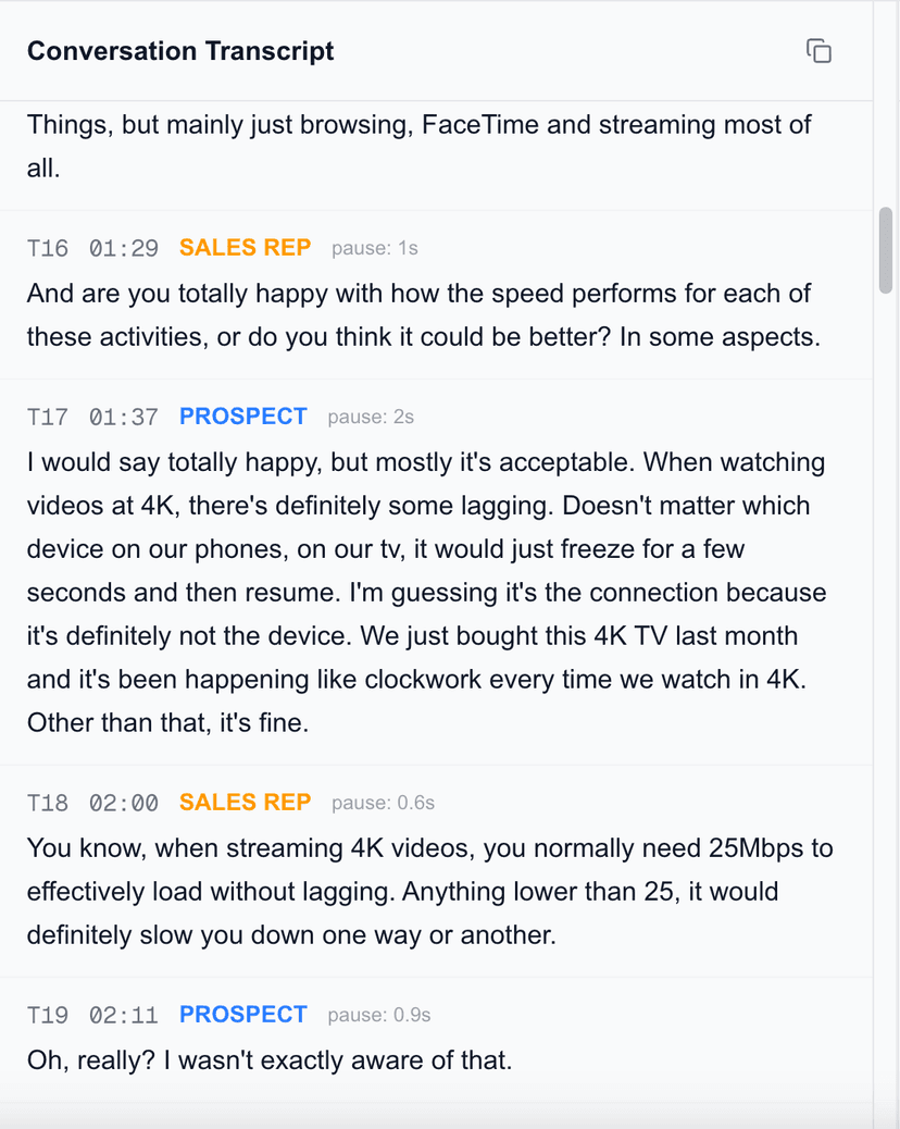 Interactive transcript preview